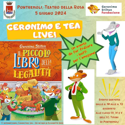 Geronimo e Tea in pelliccia e baffi a Pontremoli